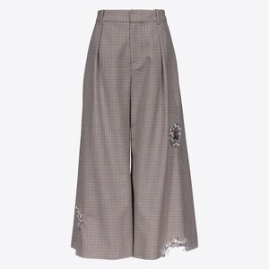 AREA CULOTTE PANT PLAID CRYSTAL EMBELLISHED TROUSER